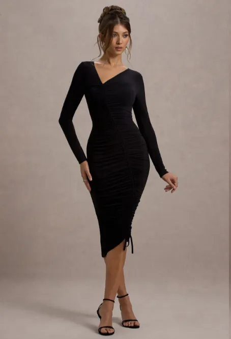 Black Elegance Lycra Bodycon Dress