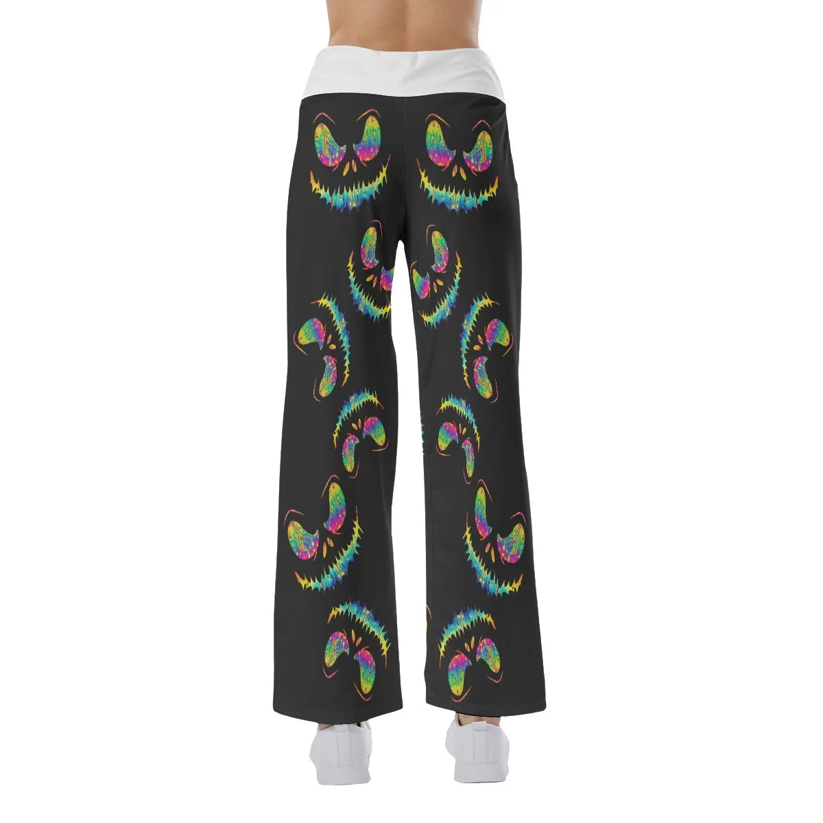 Nightmare Skull Gradiant Women's High-waisted Wide Leg Pants