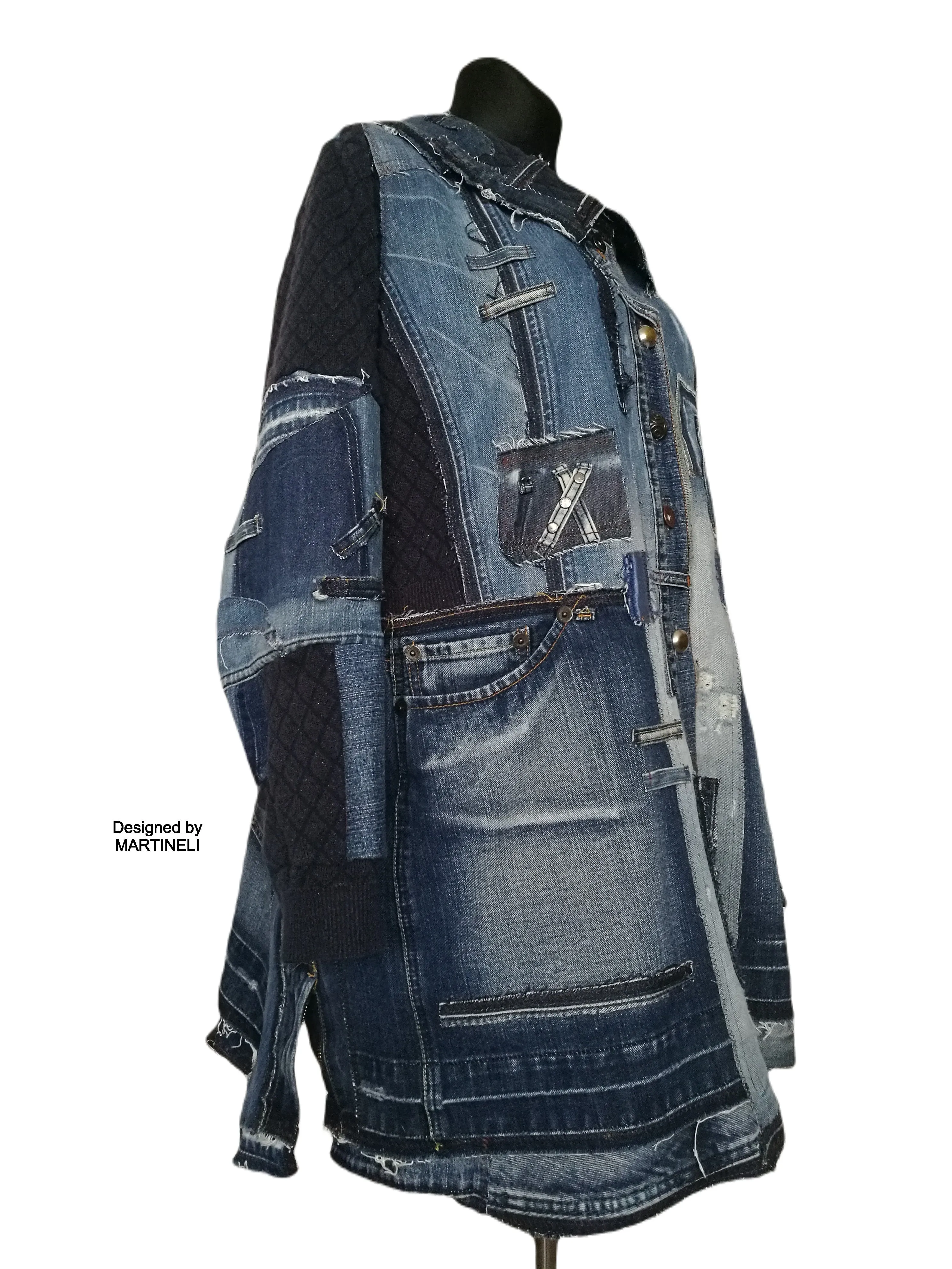 Plus Size Denim Jacket 3X/4X Boho Style Distressed Denim Jacket